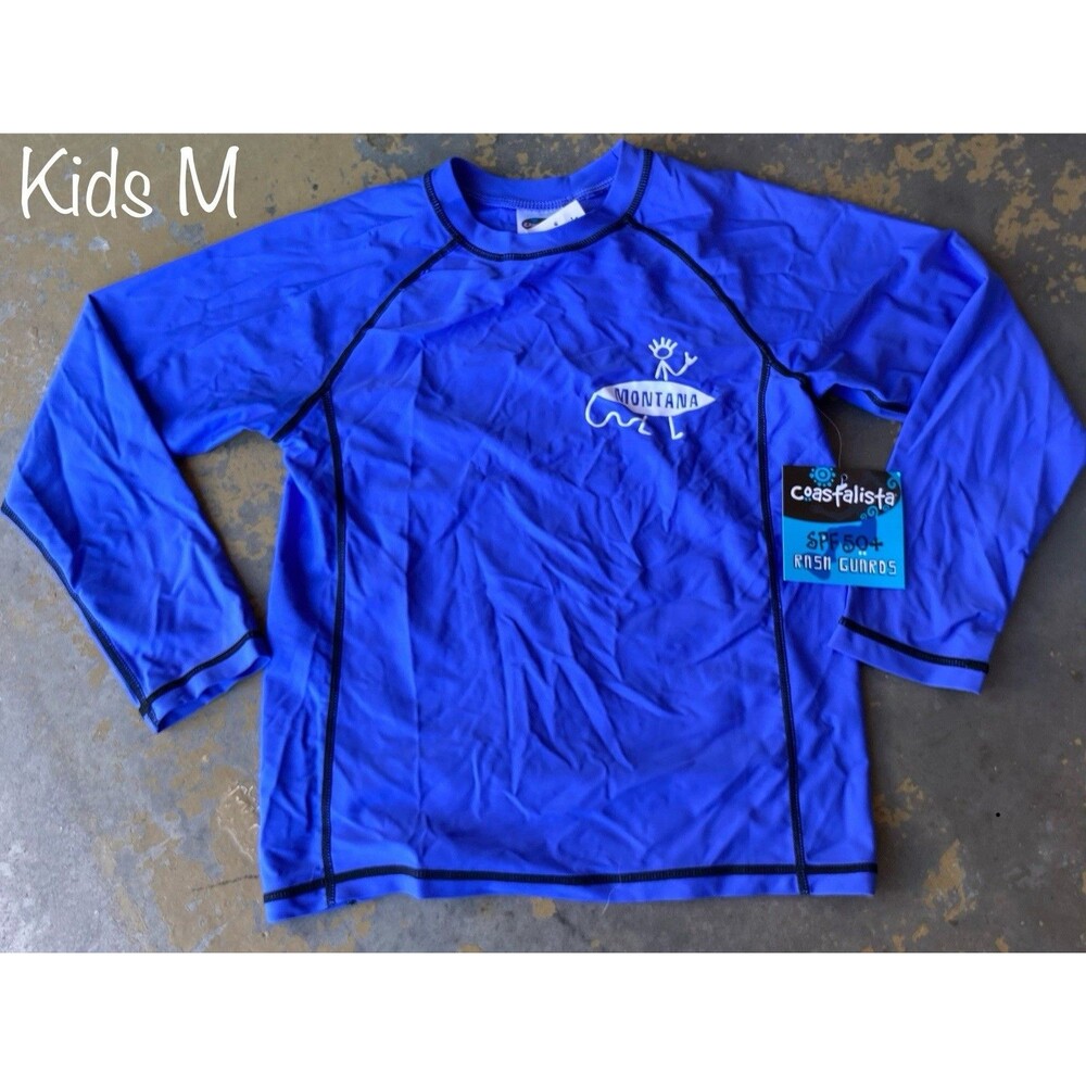 Coastalista Montana Rash Guard Kids Size M Blue Long Sleeve SPF 50+ Swim Shirt